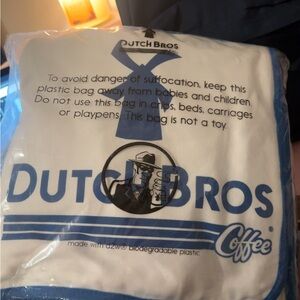 Dutch Bros White and Blue Blanket